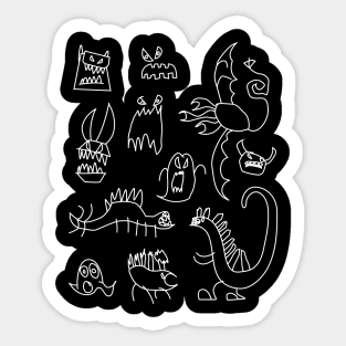 Halloween Monsters & Dinosaurs Illustration Hand Drawn Sticker